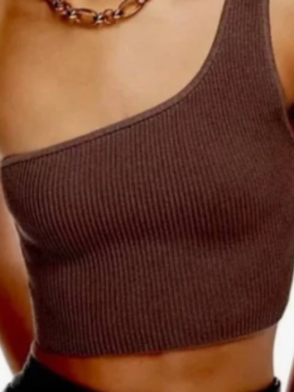 One Shoulder Rib Crop Top